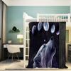 Hixingo Kids' Cozy Blanket with 3D Animal Print, Soft Warm Minky Dot Blanket, Double-Sided, for Girls and Boys (100 x 150 cm, Moon Wolf) view 2