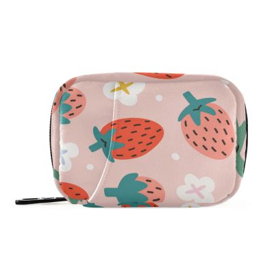 Strawberry Pattern Travel Pill Organizer Pouch