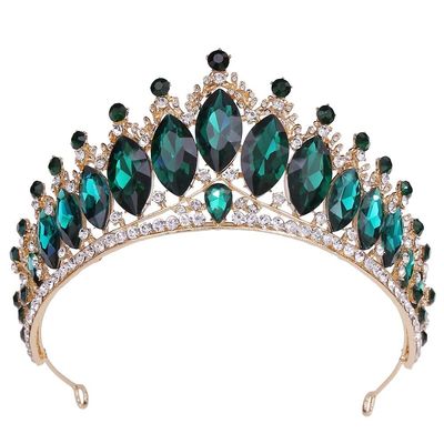 FAMoUsGoods Handmade Baroque Red Wedding Headband (Metal Color: Gold Green)