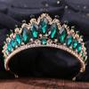 FAMoUsGoods Handmade Baroque Red Wedding Headband (Metal Color: Gold Green) view 3