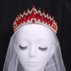 FAMoUsGoods Handmade Baroque Red Wedding Headband (Metal Color: Gold Green) view 4