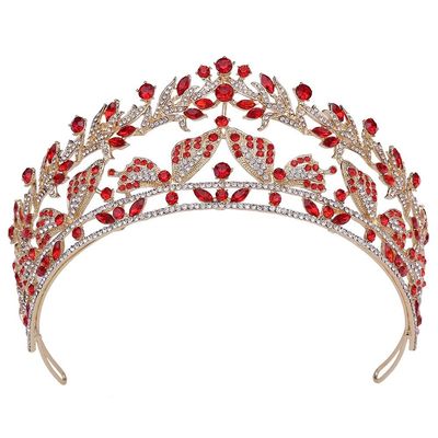 FAMoUsGoods Handmade Crystal Butterfly Tiara, Gold Red