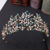 FAMoUsGoods Handmade Crystal Leaf Bridal Tiara, Gold White view 2