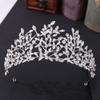 FAMoUsGoods Handmade Crystal Leaf Bridal Tiara, Gold White view 3