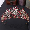 FAMoUsGoods Handmade Crystal Leaf Bridal Tiara, Gold White view 4