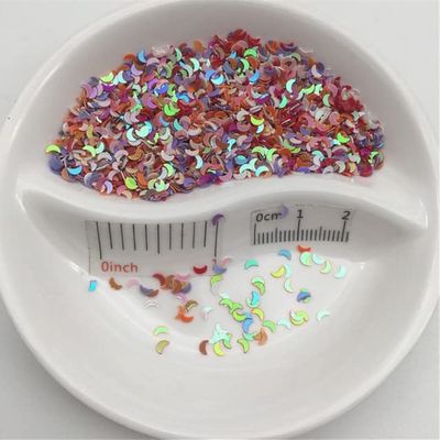 CHANWA 3 mm Moon-Shaped PVC Loose Sequins for Nail Art and Crafts
