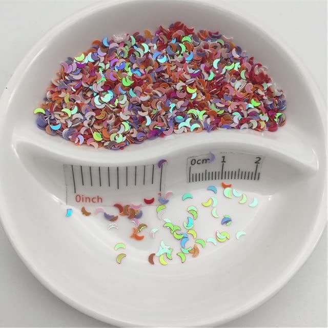 CHANWA 3 mm Moon-Shaped PVC Loose Sequins for Nail Art and Crafts