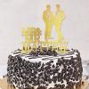 Gay Couple Wedding Cake Topper, Glitter Gold, Groom and Groom view 3