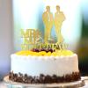Gay Couple Wedding Cake Topper, Glitter Gold, Groom and Groom view 4