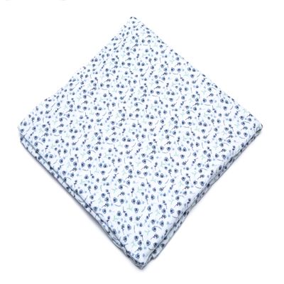 CARREDANA Baby Muslin Blanket, 100% Cotton, 120 x 120 cm, Versatile, Personalized Embroidery (Blue Flowers)