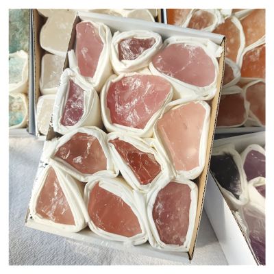 Kigauru Natural Rough Crystal Mineral Specimen Set, Natural Rough Stone Crystal Raw Ore Healing Box for Home Decor (Color: Rose Crystal)