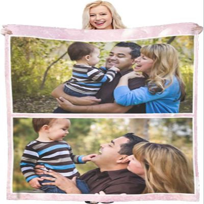 WJMSDK Personalized Flannel Photo Blanket, Custom Throw Blanket, Gift for Family, Friends, and Pets