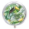 Bird and Leaves Pill Box, Metal Medication Box, Portable Tablet Organizer for Daily Travel, 5 x 5 cm view 1