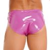 Agoky Men's Patent Leather Boxer Briefs, Wet Look, Hot Pink, 4XL view 2