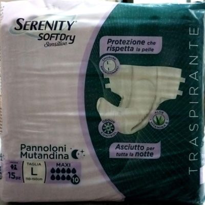Serenity Soft Dry Sensitive Pull-Up Incontinence Briefs, Size L Maxi, 15 Briefs