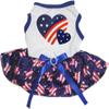 Petitebelle USA Twins Dog Dress with Heart Pattern, White/US Stars, Size S view 2