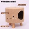 ZIMGOD Cat Cave Bed Ottoman with Wooden Legs, Khaki view 2