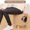 ZIMGOD Cat Cave Bed Ottoman with Wooden Legs, Khaki view 3
