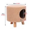 ZIMGOD Cat Cave Bed Ottoman with Wooden Legs, Khaki view 4