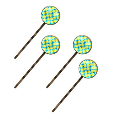 Women's Hair Clips, 4-Pack, Citrus Yellow, Lemon Pattern, Side Clips