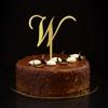 Monogram W Cake Topper, Gold Glitter Initial Letter, Rustic Floral Wreath view 1
