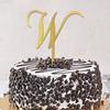 Monogram W Cake Topper, Gold Glitter Initial Letter, Rustic Floral Wreath view 2