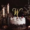 Monogram W Cake Topper, Gold Glitter Initial Letter, Rustic Floral Wreath view 3