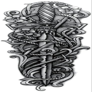 JSHEN 6 Sheets Temporary Tattoos, Full-Arm Sword and Dragon Designs, 17 x 48 cm