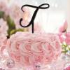 Cake Topper with Letter T, Monogram, Initial, Surname and Botanical Wreath view 1