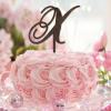Initial X Cake Topper, Brown Wood Botanical Wreath view 1