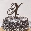 Initial X Cake Topper, Brown Wood Botanical Wreath view 2