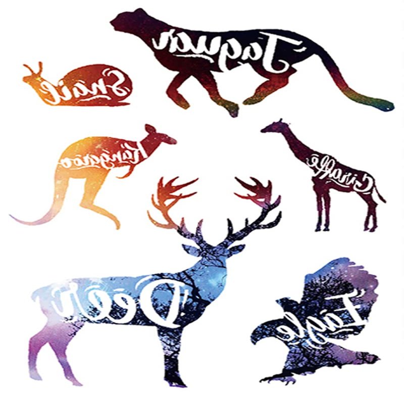 JSHEN 7-Sheet Temporary Tattoos, Lion and Wolf Designs, 14.8 × 21 cm