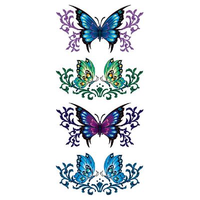 JSHEN 7 Sheets Temporary Tattoos, Black-and-White Art Patterns and Colorful Butterflies, 9 x 19 cm