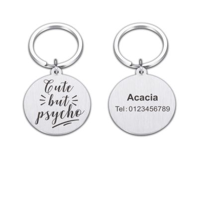 Personalized Anti-Lost ID Tag for Pets, Stainless Steel, Silver, 30 x 33.5 mm