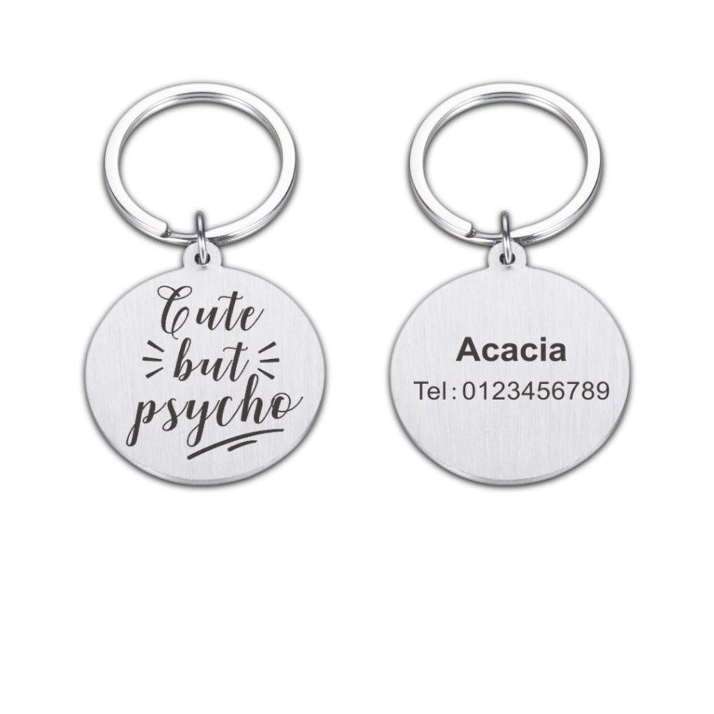 Personalized Anti-Lost ID Tag for Pets, Stainless Steel, Silver, 30 x 33.5 mm