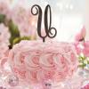 Cake Topper with Initial U, Brown Wood, Personalized view 1