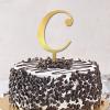 Personalized Gold Glitter Letter C Cake Topper with Retro Laurel Wreath view 2