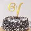 Letter V Monogram Cake Topper, Gold Glitter view 2