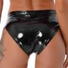 MSemis Women's Wetlook Open-Crotch Patent Leather Shorts, Black, L view 4