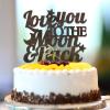 Cake Topper with “Love You To The Moon” Inscription, Brown Wood, Personalized, Romantic Bride and Groom for Engagement, Bridal Shower, Wedding Favor, and Wedding Gift for Couples view 2