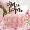 “Mrs & Mrs” Cake Topper, Brown Wood, Rustic Bride and Groom Cake Decoration view 1
