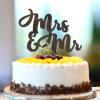 “Mrs & Mrs” Cake Topper, Brown Wood, Rustic Bride and Groom Cake Decoration view 2