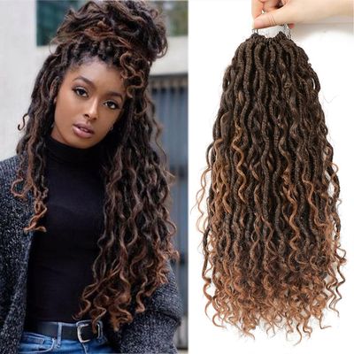 SOKU 5-Piece Set, 45 cm Ombre Brown Faux Locs with Wavy, Curly Ends