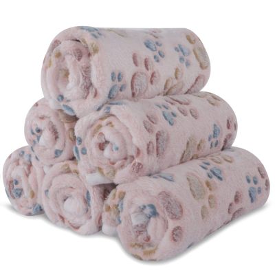 BVAGSS 6-Pack Small Plush Dog Blanket, Soft Fleece for Pets (60 x 40 cm, Beige)