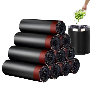 Drawstring Trash Bags, Black, 5 Rolls, 12 Bags per Roll, Unscented, for Office or Home (15–20 L, 60 Bags)