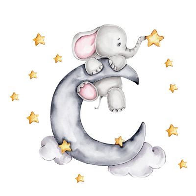 TROYSINC Elephant Moon Wall Decal for Girls’ Room