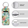 Horeset Chapstick Holder Keychain, Watercolor Butterfly Neoprene Sleeve, Tropical Pink Rose view 3