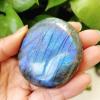 Natural Rough Labradorite Palm Stone Crystal, Beautiful Purple Light, Wizard Chakra Spiritual Healing Crystal, Home Decor Stones for House & Garden view 2