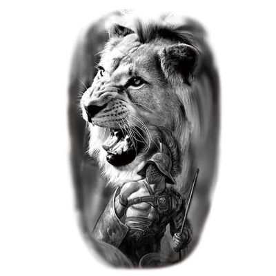 JSHEN 7 Sheets Waterproof Temporary Tattoos, 3D Realistic Tiger and Lion Designs, 14.8 x 21 cm