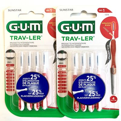 GUM Proxabrush Traveler 4 Interdental Brushes Ref. 1314: 0.8 mm (2)